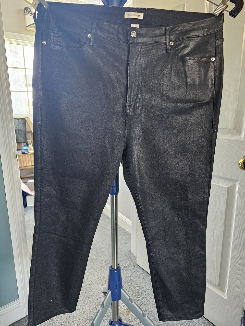 Good American Black Coated Skinny Jeans